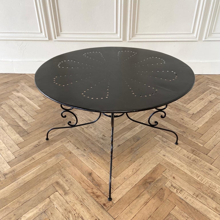 Vintage French Iron Indoor Outdoor Patio Table For Sale at 1stDibs