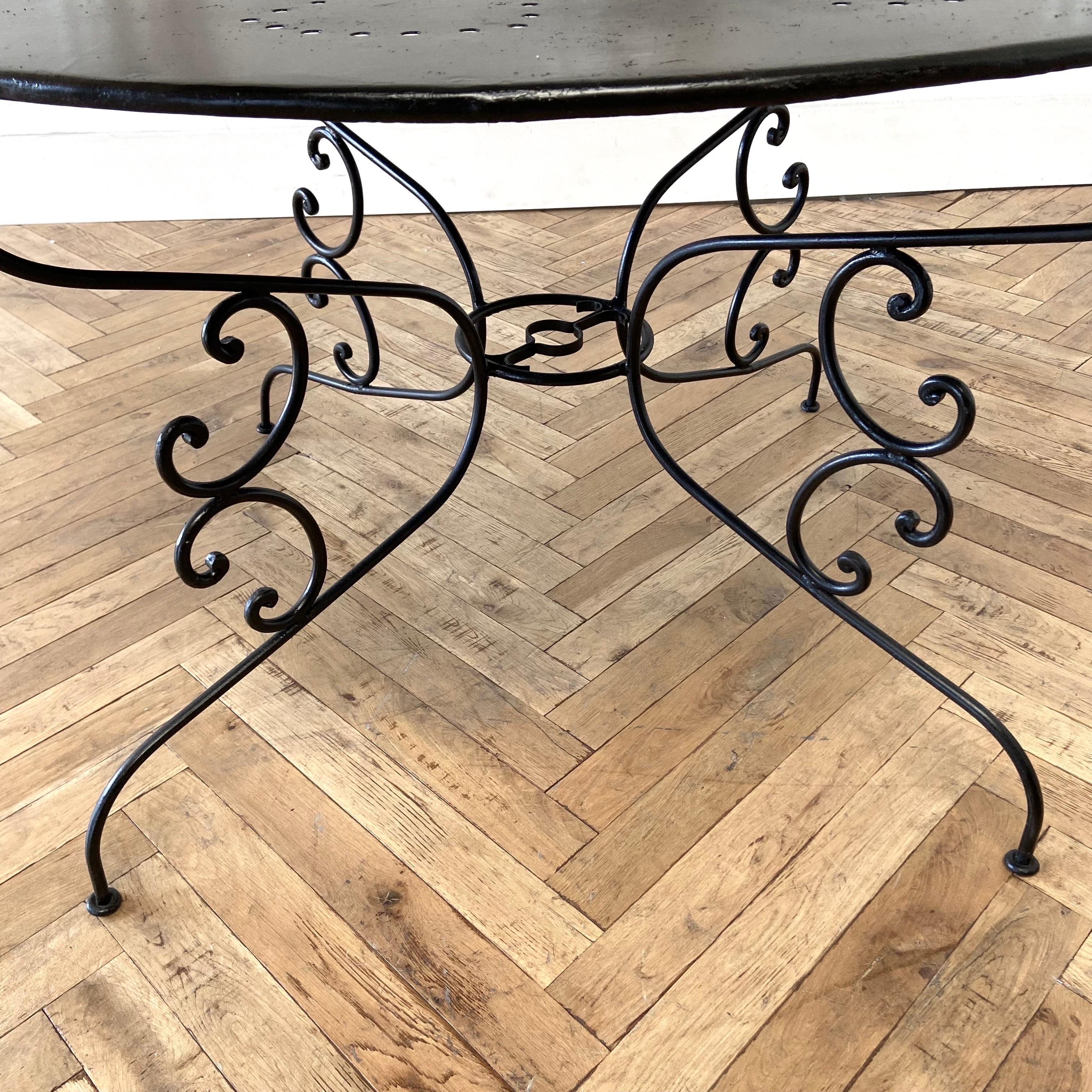 Metal Vintage French Iron Indoor Outdoor Patio Table For Sale