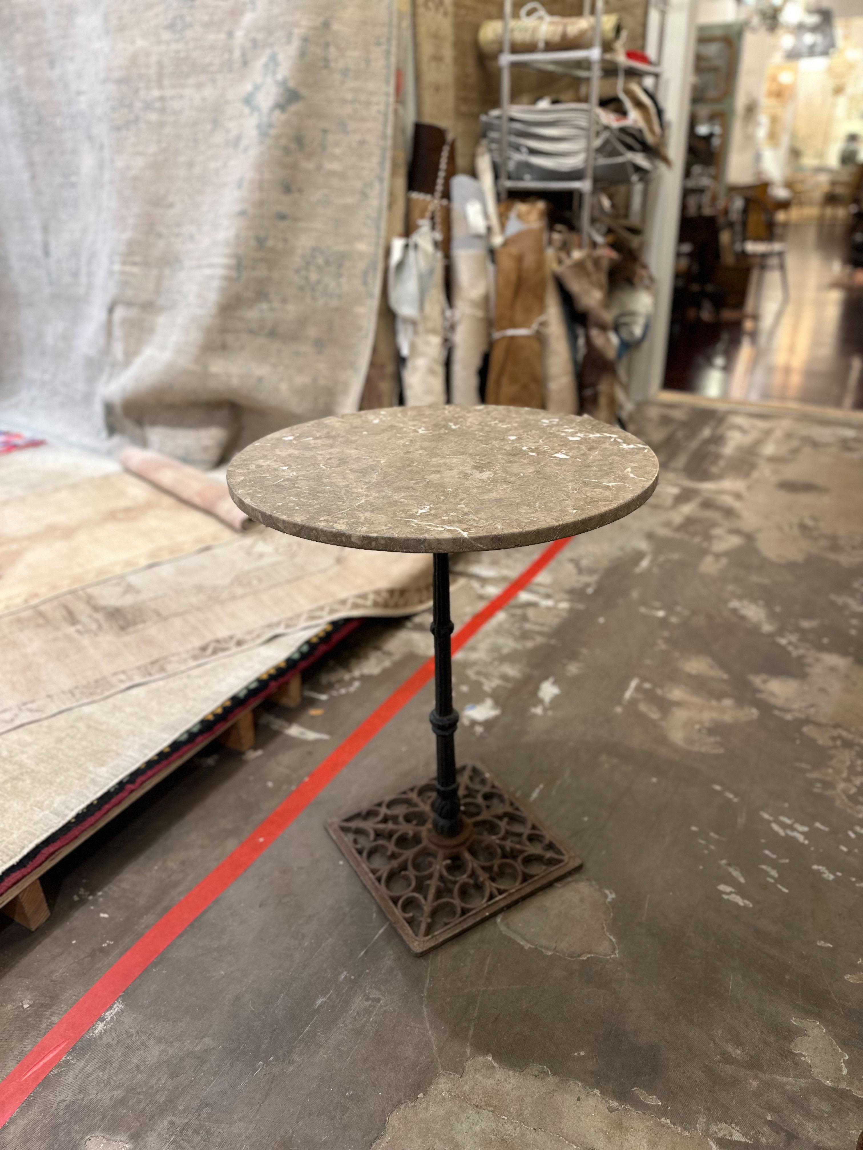 Vintage French Iron & Marble Bistro Table 9