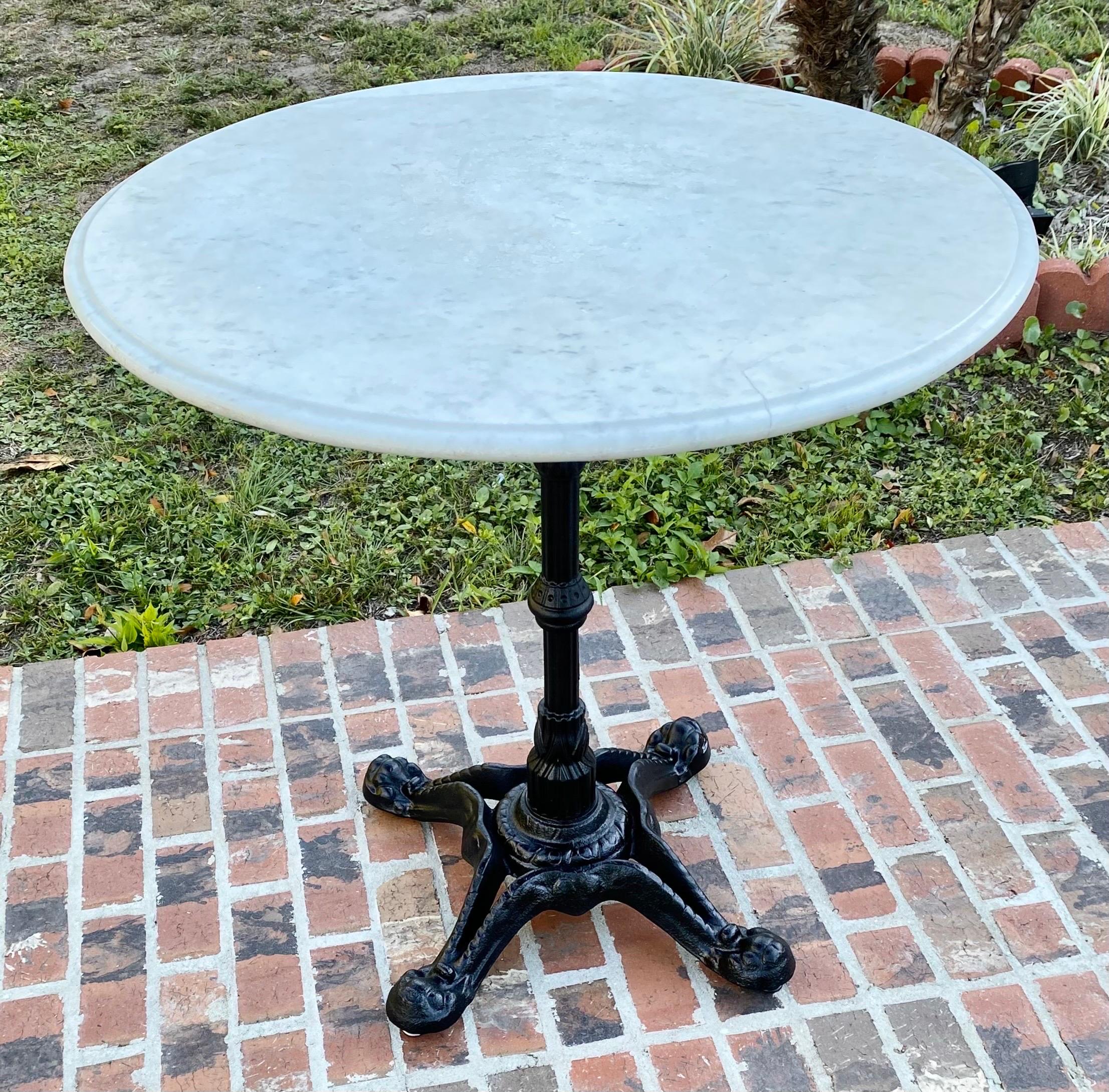 Vintage French Iron & Marble Bistro Table 7