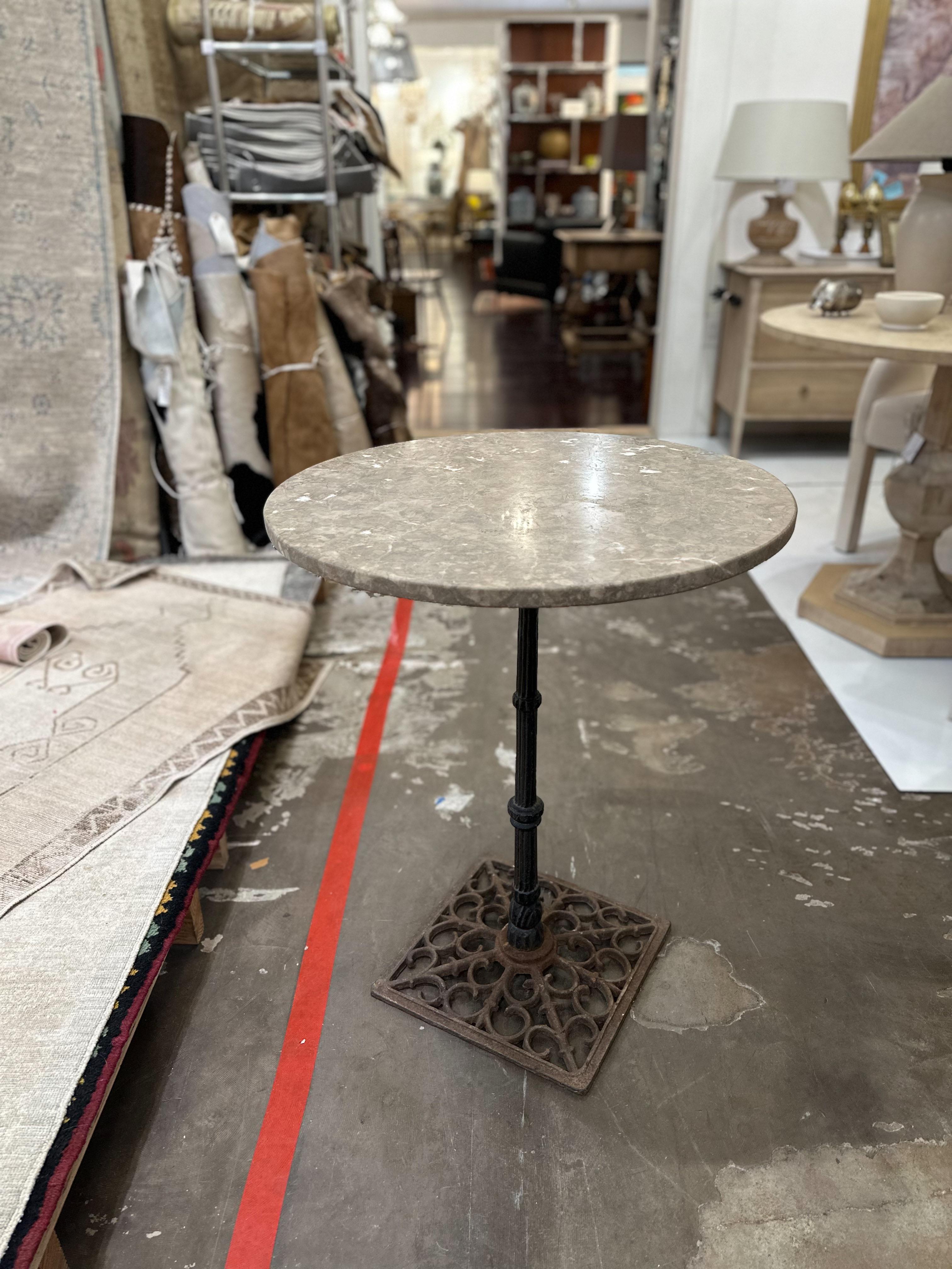 Vintage French Iron & Marble Bistro Table 13