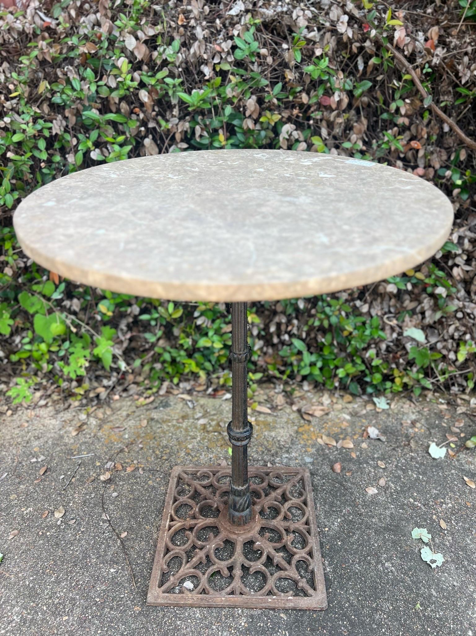 20th Century Vintage French Iron & Marble Bistro Table