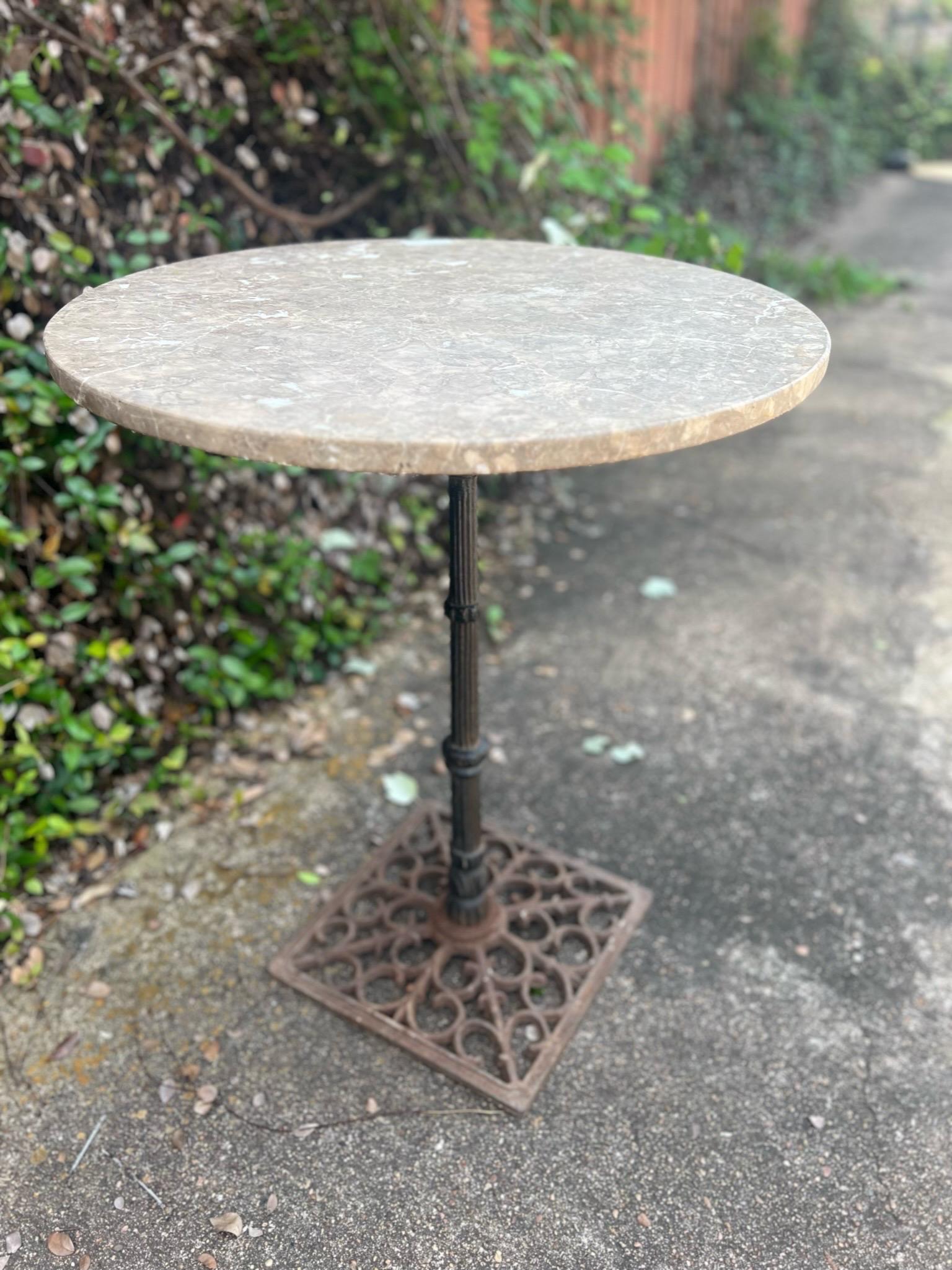 Vintage French Iron & Marble Bistro Table 2