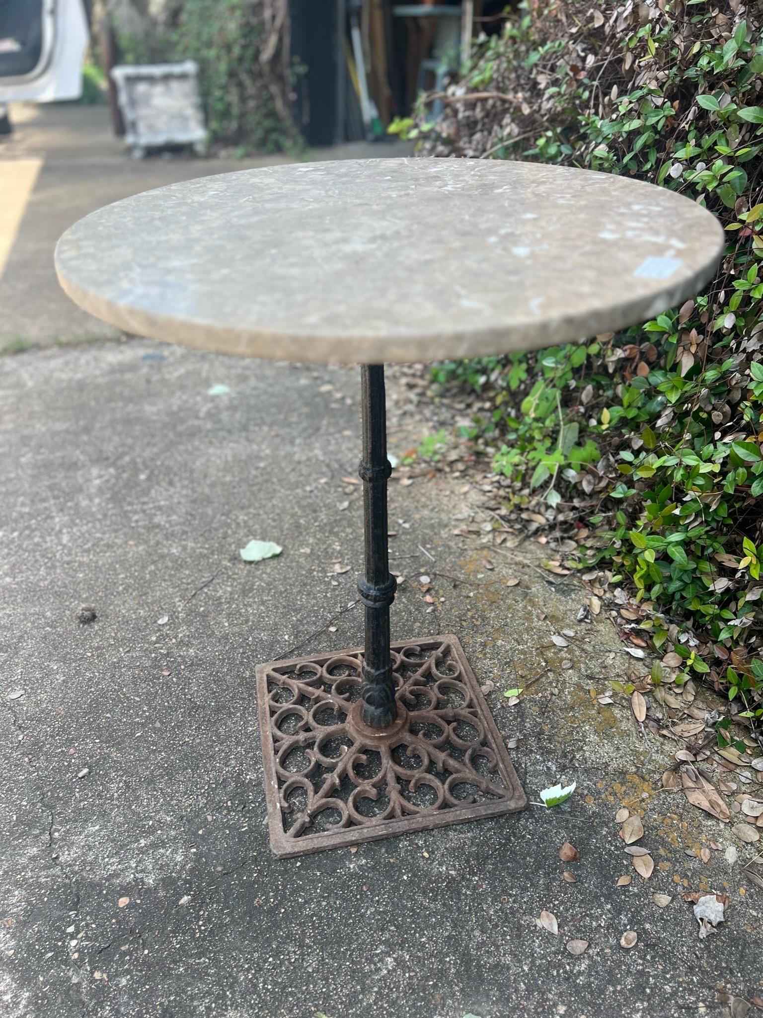 Vintage French Iron & Marble Bistro Table 3