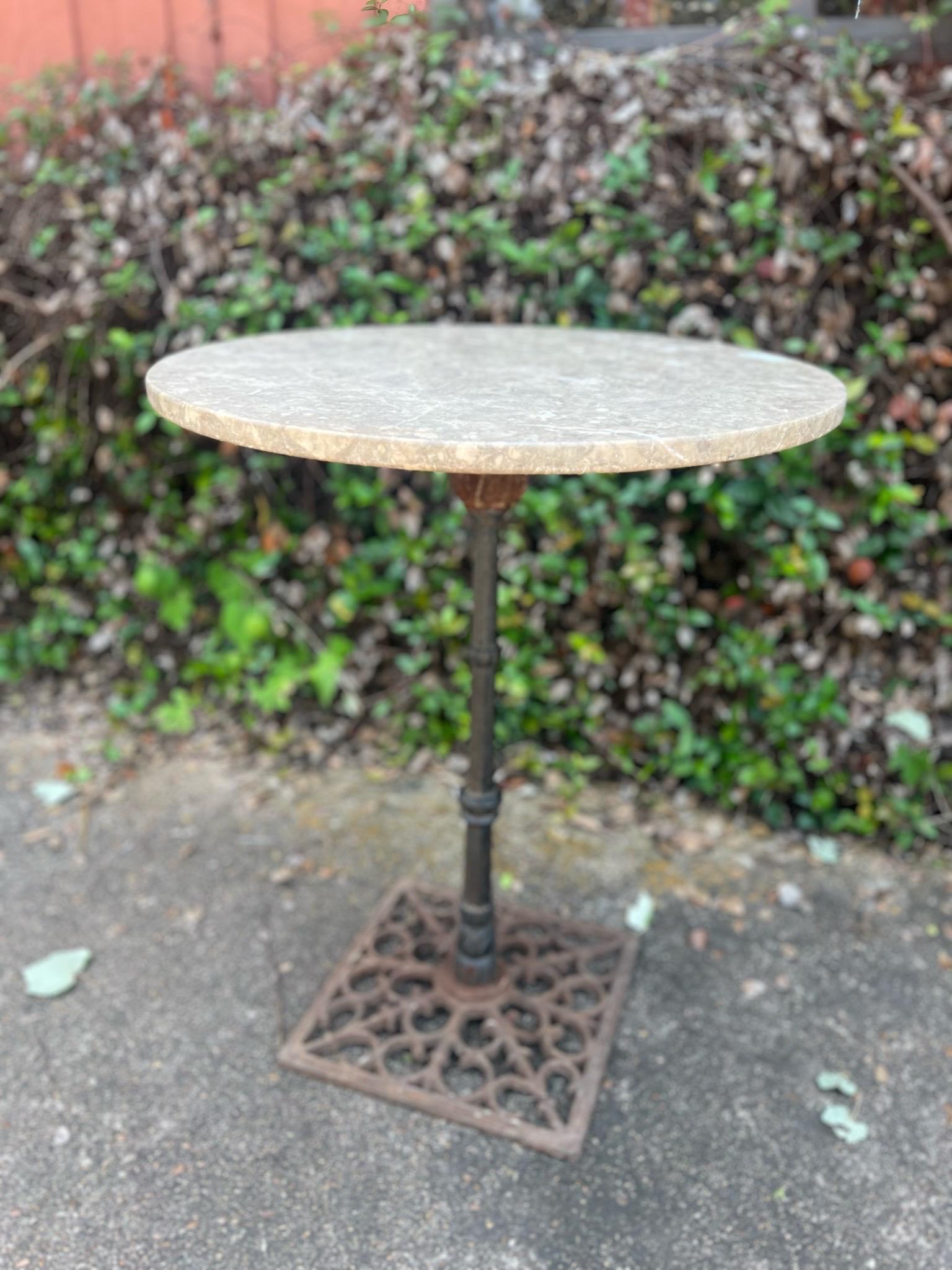 Vintage French Iron & Marble Bistro Table 4