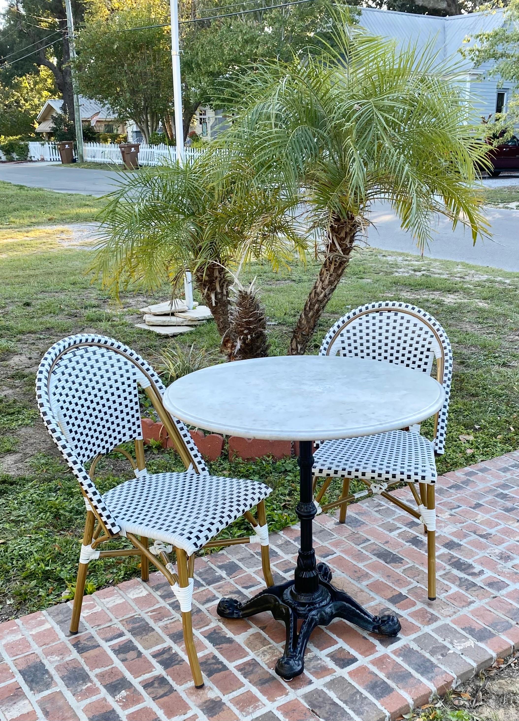 Vintage French Iron & Marble Bistro Table In Good Condition In New Orleans, LA