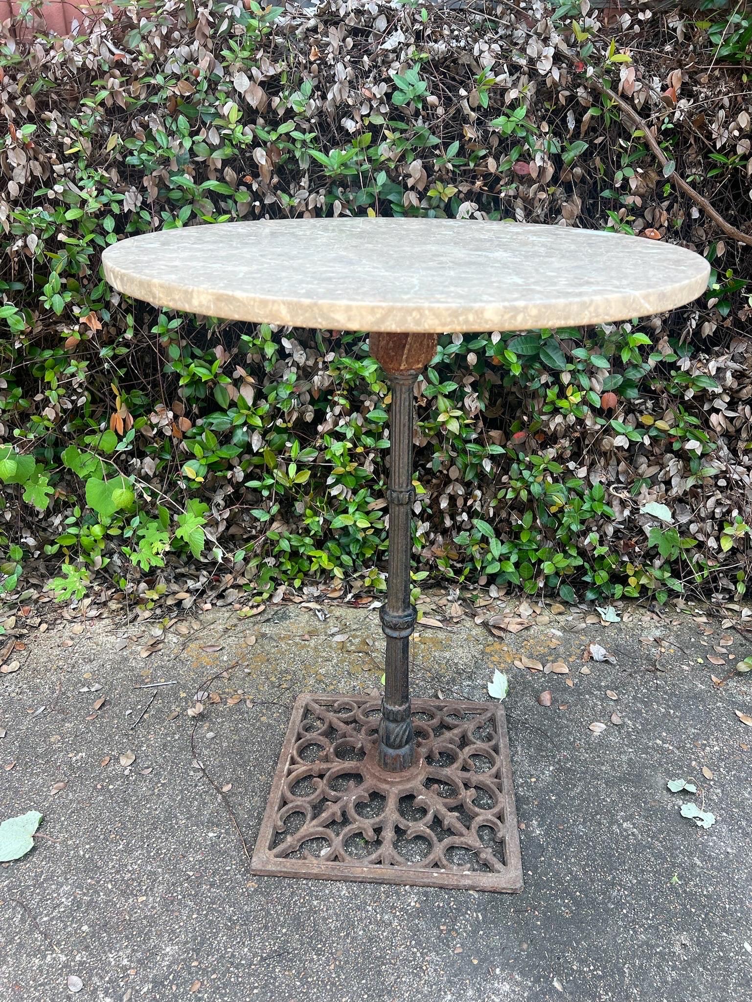 Vintage French Iron & Marble Bistro Table 5