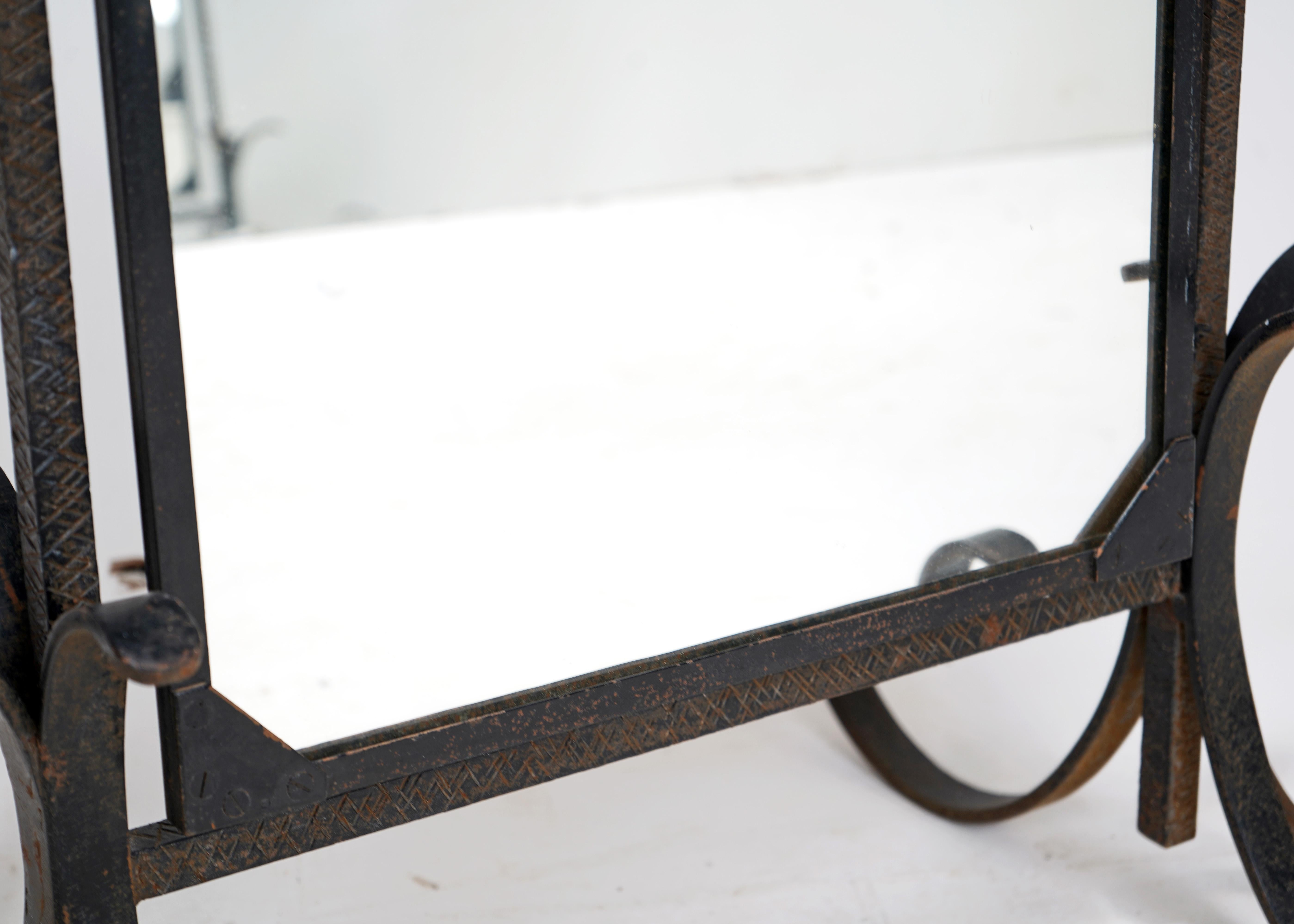 20th Century Vintage French Iron Metal Black Cheval Mirror For Sale