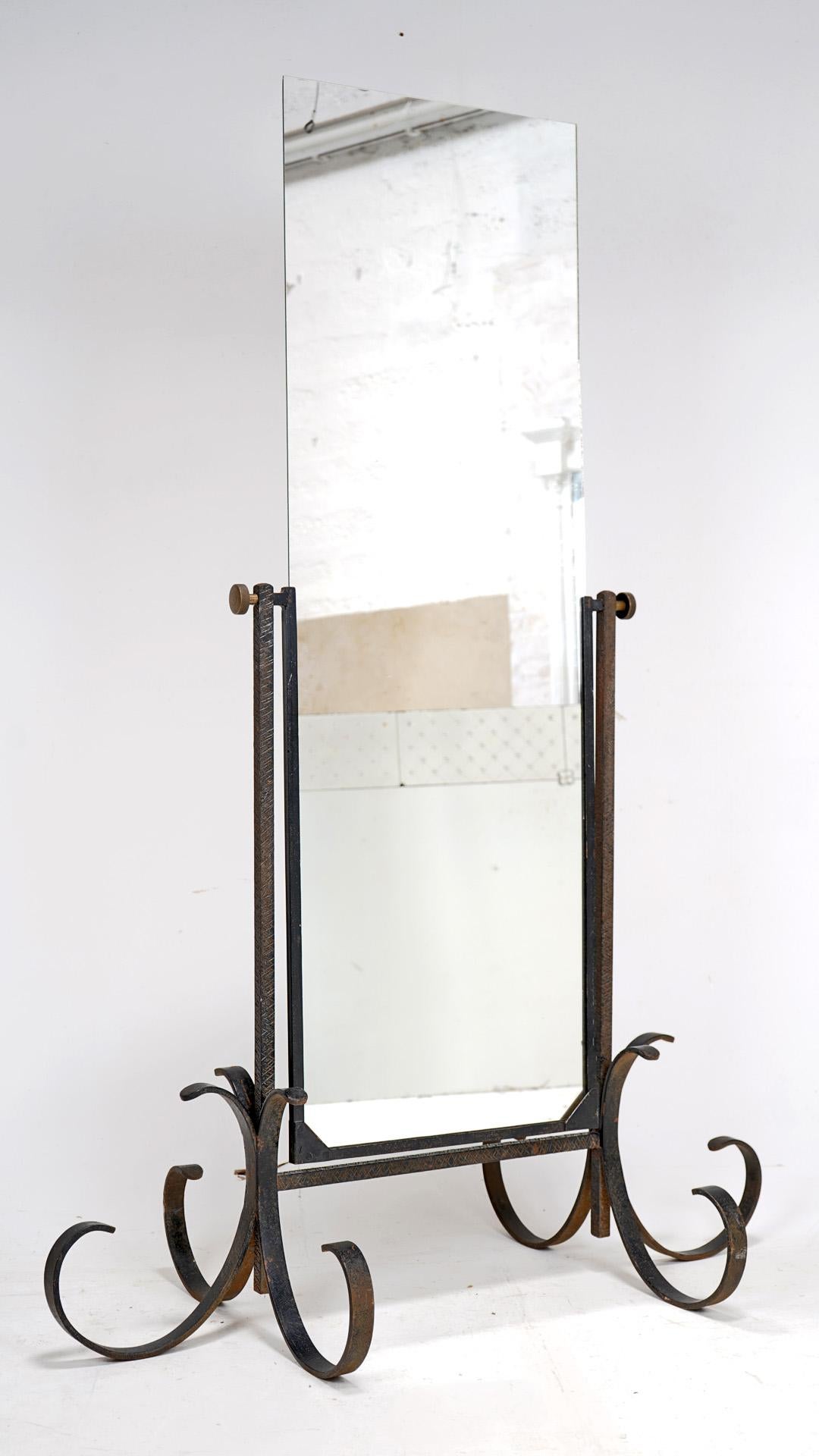 20ième siècle Miroir de cheval vintage en fer et métal noir en vente