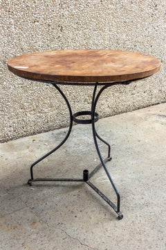 Vintage French Iron and Wood Garden Table