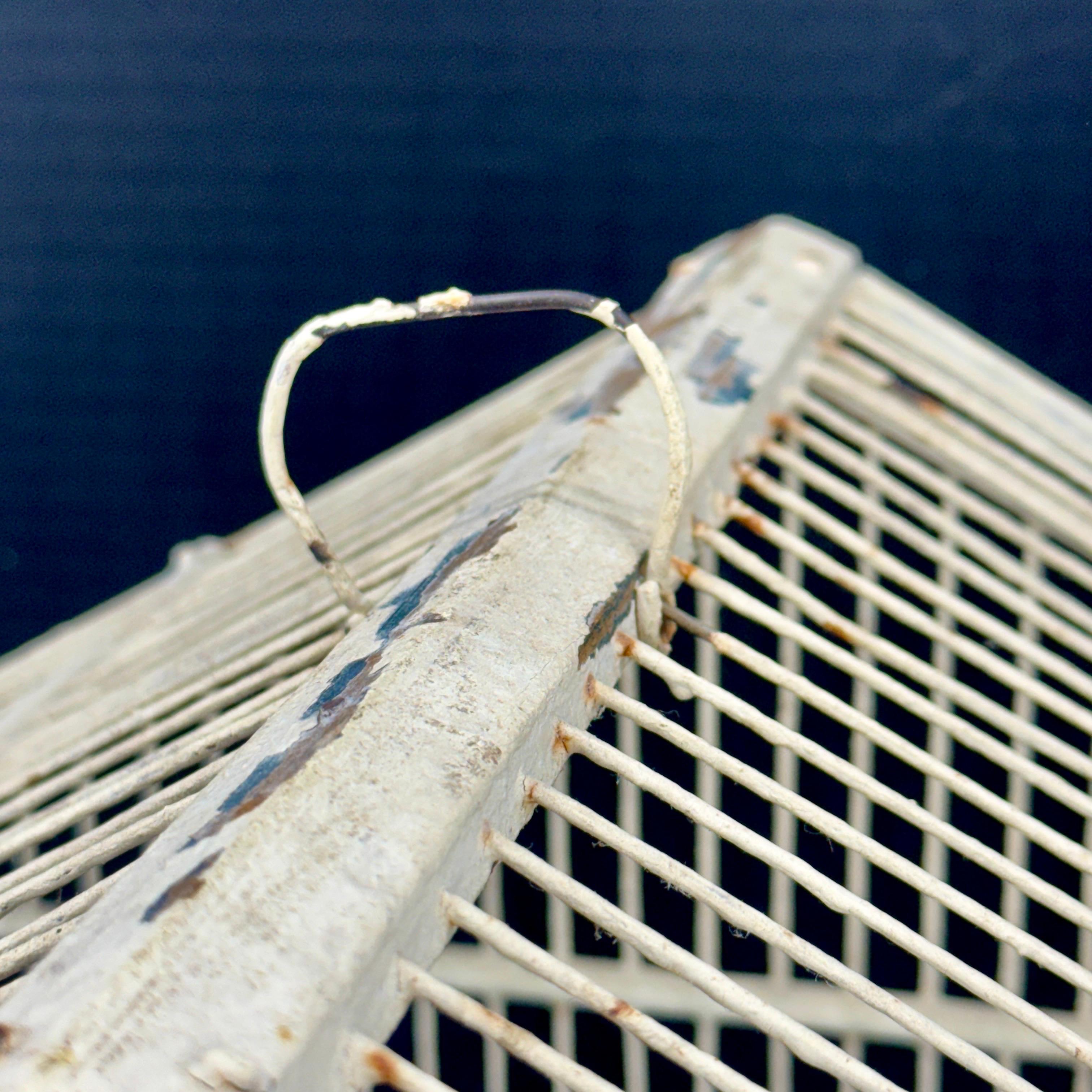 Vintage French Iron Wood Painted Birdcage For Sale 5