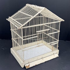 Cage à oiseaux française vintage en fer peint