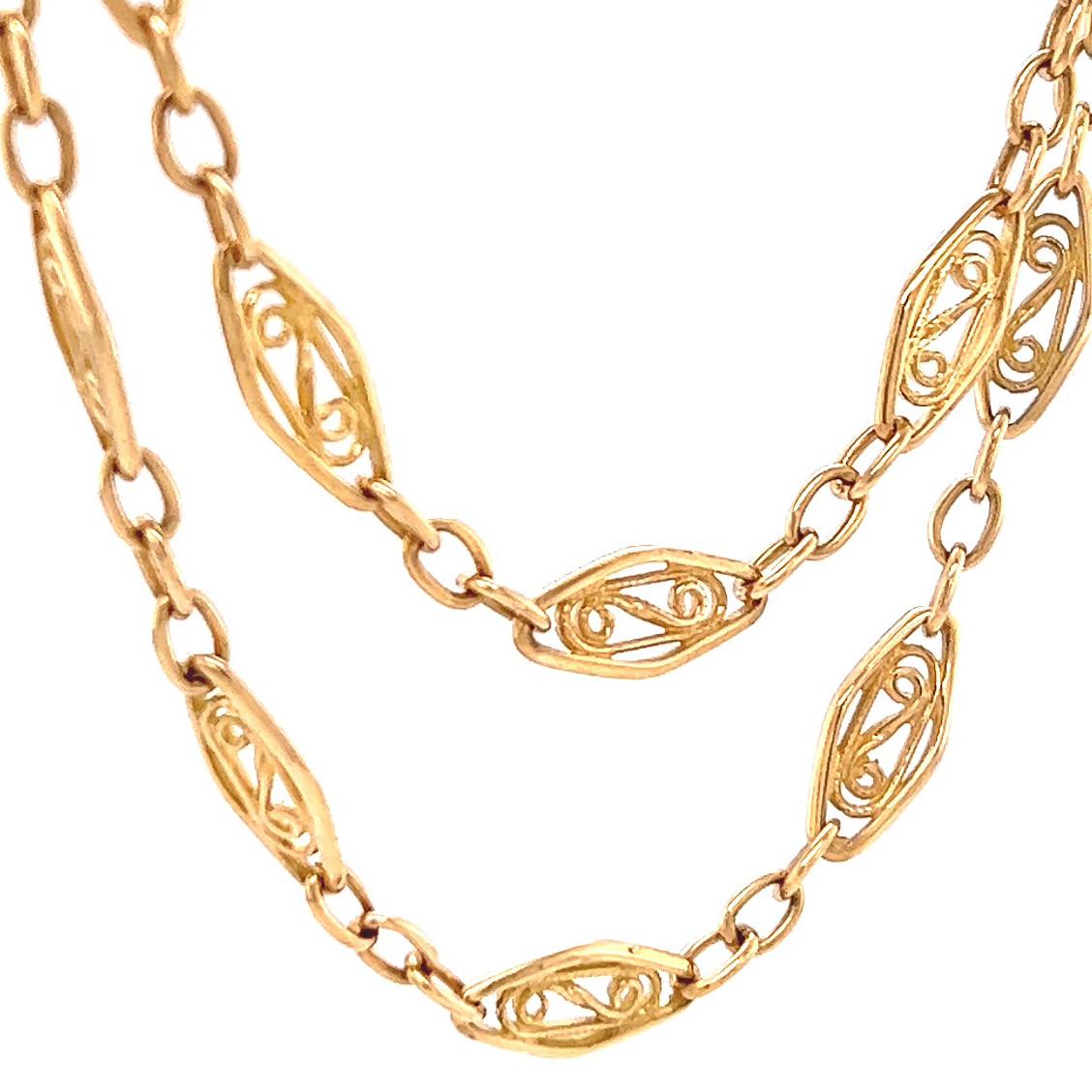 Vintage French-Italian 18 Karat Gold Fancy Link Necklace In Excellent Condition In Beverly Hills, CA