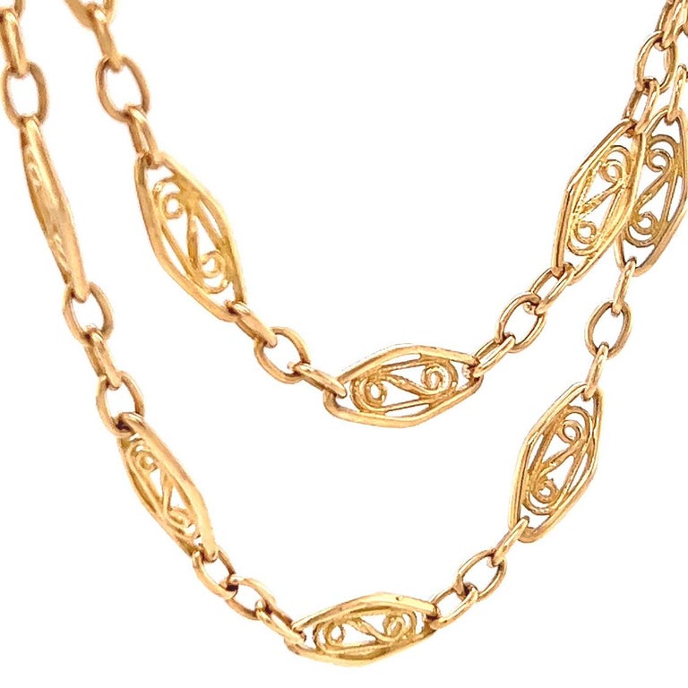 Vintage French-Italian 18 Karat Gold Fancy Link Necklace For Sale 2