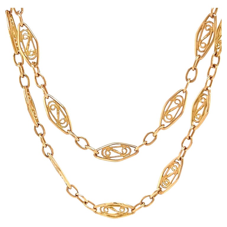 Vintage French-Italian 18 Karat Gold Fancy Link Necklace For Sale