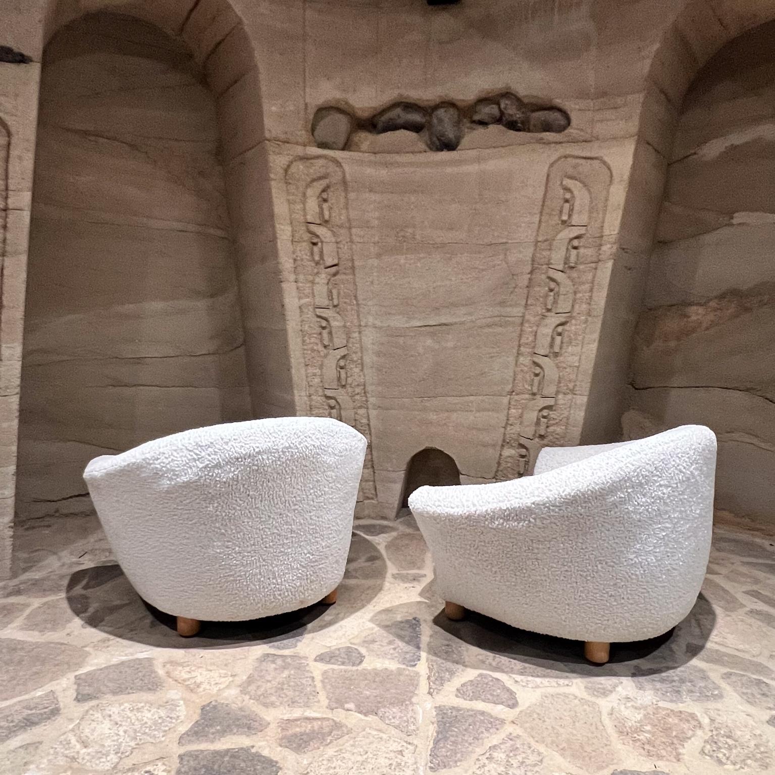 Fabric French Ivory Lounge Chairs Mid Century Modern  1970s For Sale