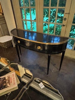 Vintage French Jansen Design Black Lacquered Console