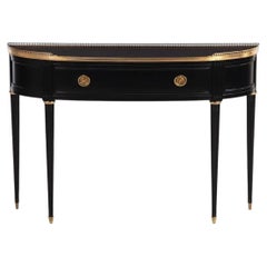 Vintage French Jansen Design Black Lacquered Console