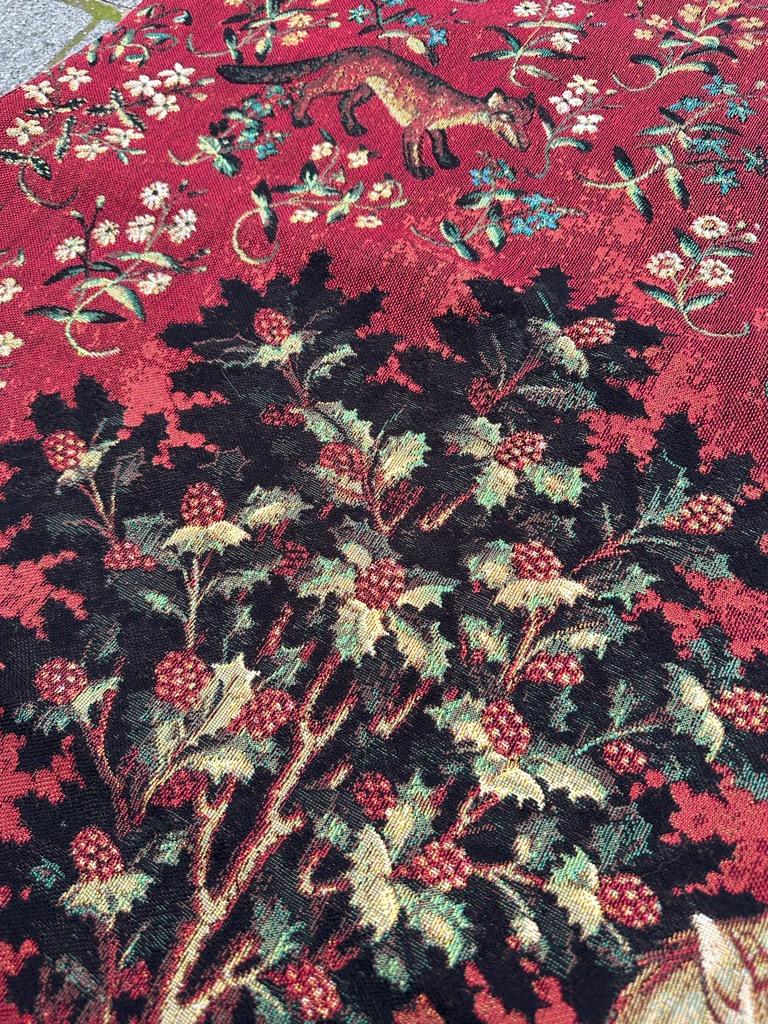 Bobyrug’s Vintage French Jaquar Aubusson Style Medieval Design Tapestry  For Sale 3