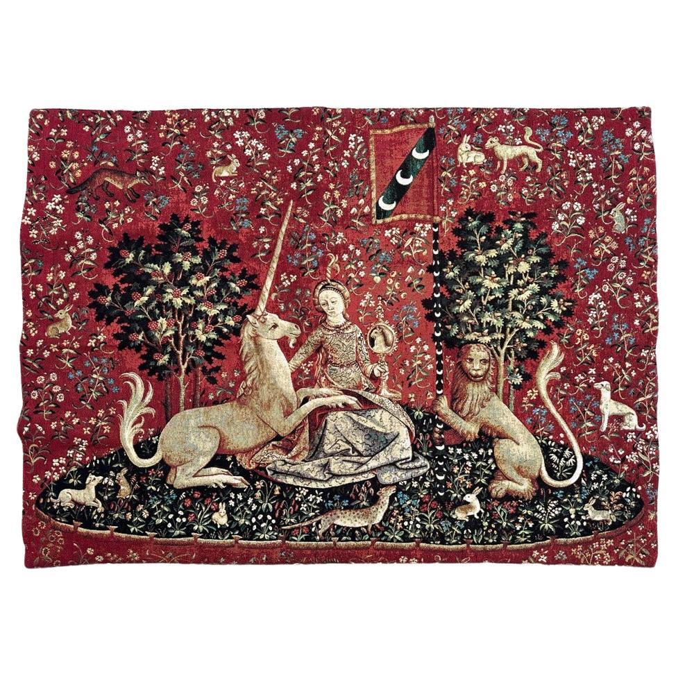 Bobyrug’s Vintage French Jaquar Aubusson Style Medieval Design Tapestry 
