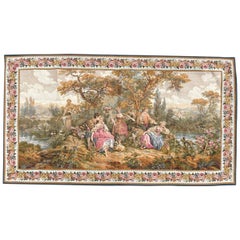 Bobyrug's Vintage Französisch Jaquar Aubusson Stil Wandteppich