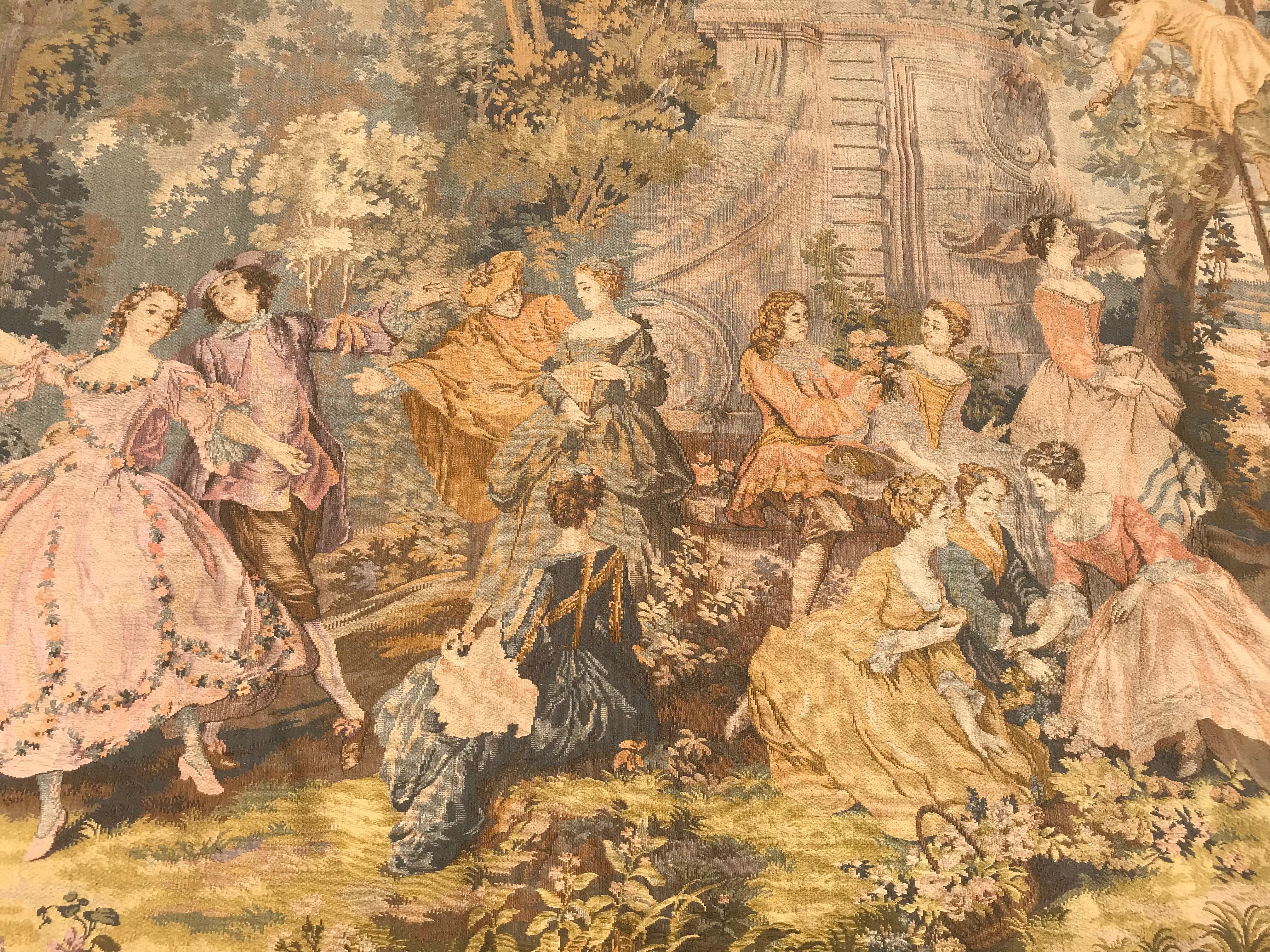 20th Century Bobyrug’s Vintage French Jaquar Tapestry Aubusson Style For Sale