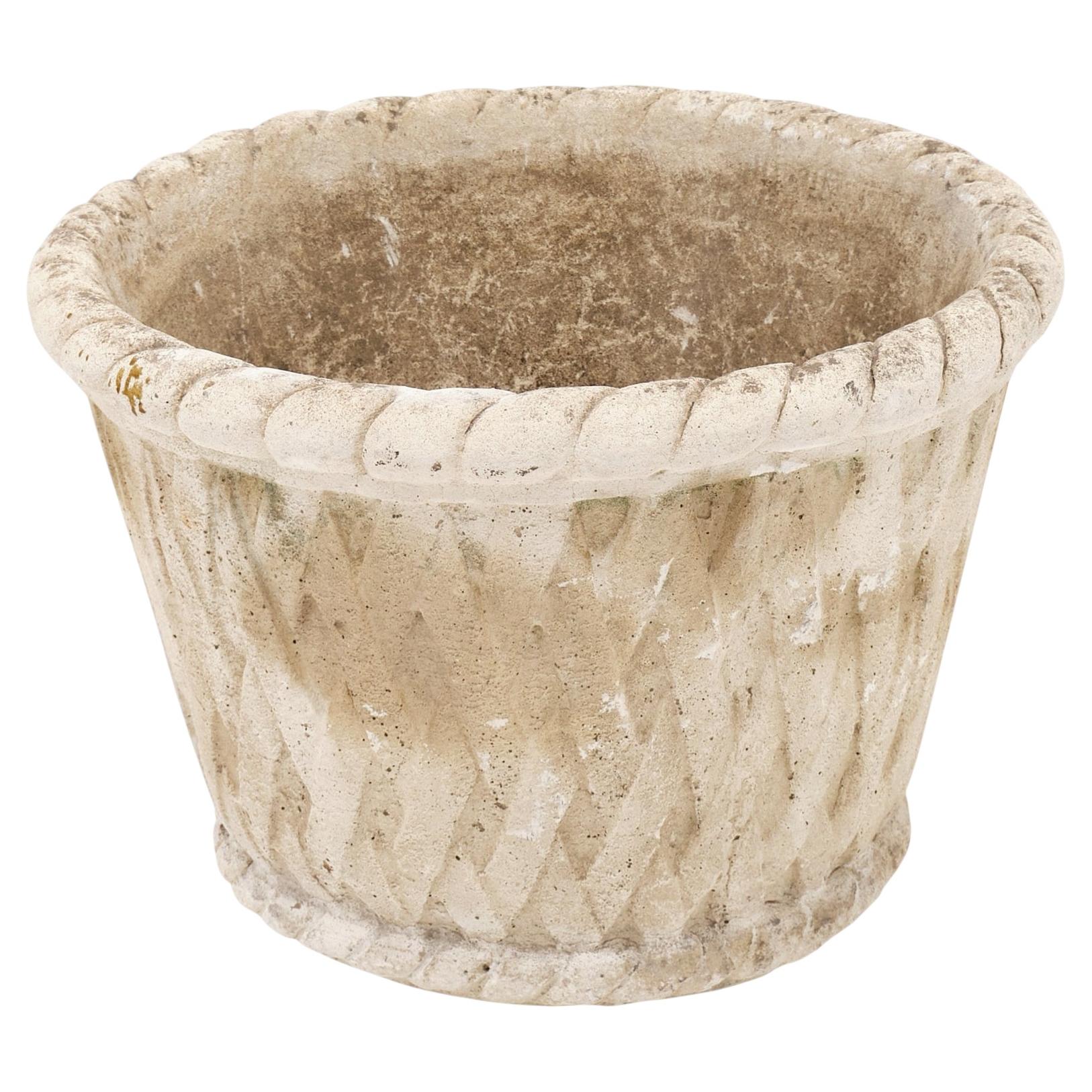 Vintage French Jardiniere, Reconstituted Stone, Mid-Century Modern