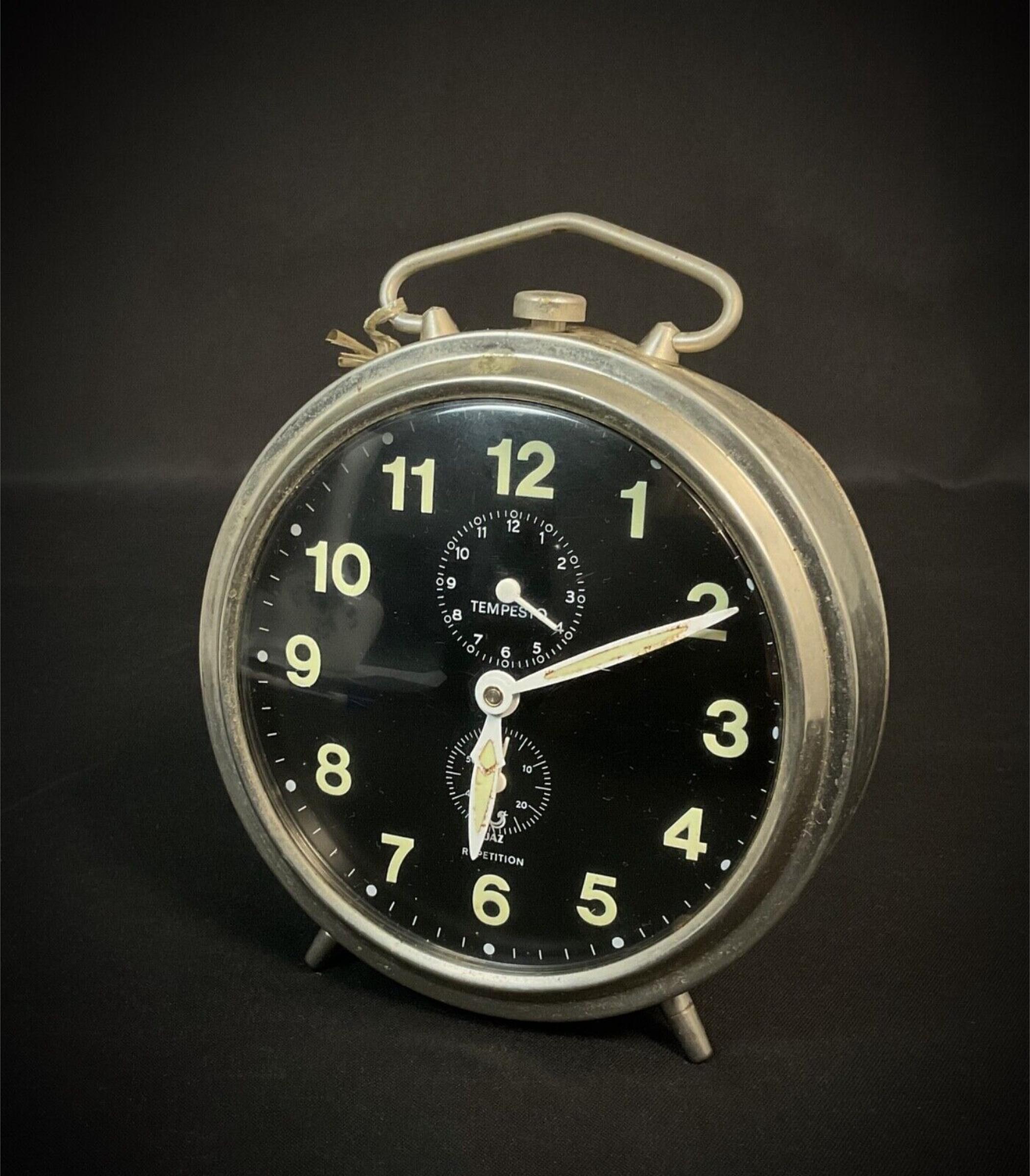 Vintage French JAZ Mechanischer Wecker, Metall, Repetitionsfunktion - 2Y613 im Angebot 2