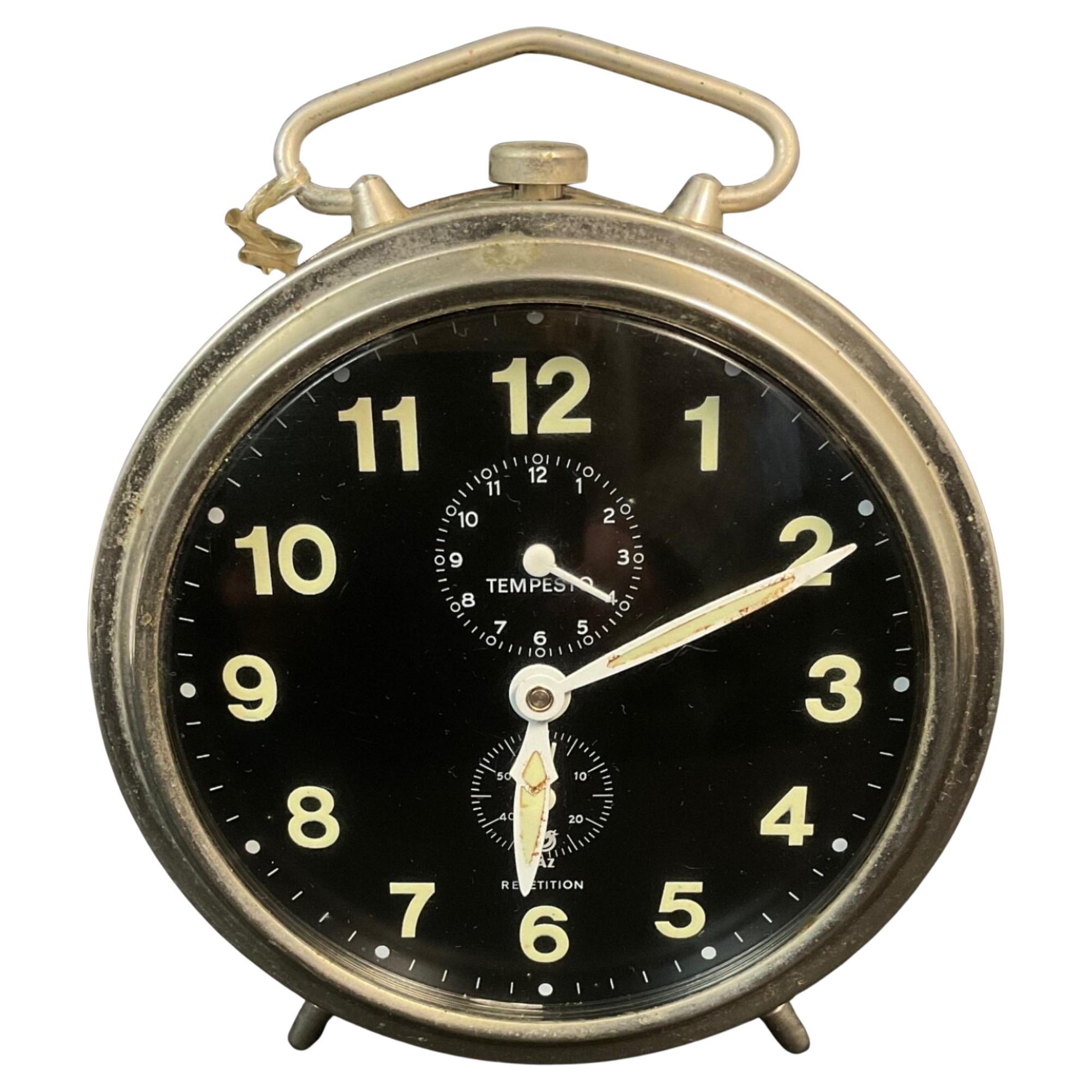 Vintage French JAZ Mechanischer Wecker, Metall, Repetitionsfunktion - 2Y613 im Angebot