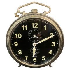 Vintage French Jaz Mechanical Alarm Clock, Metal, Repetition Feature - 2Y613