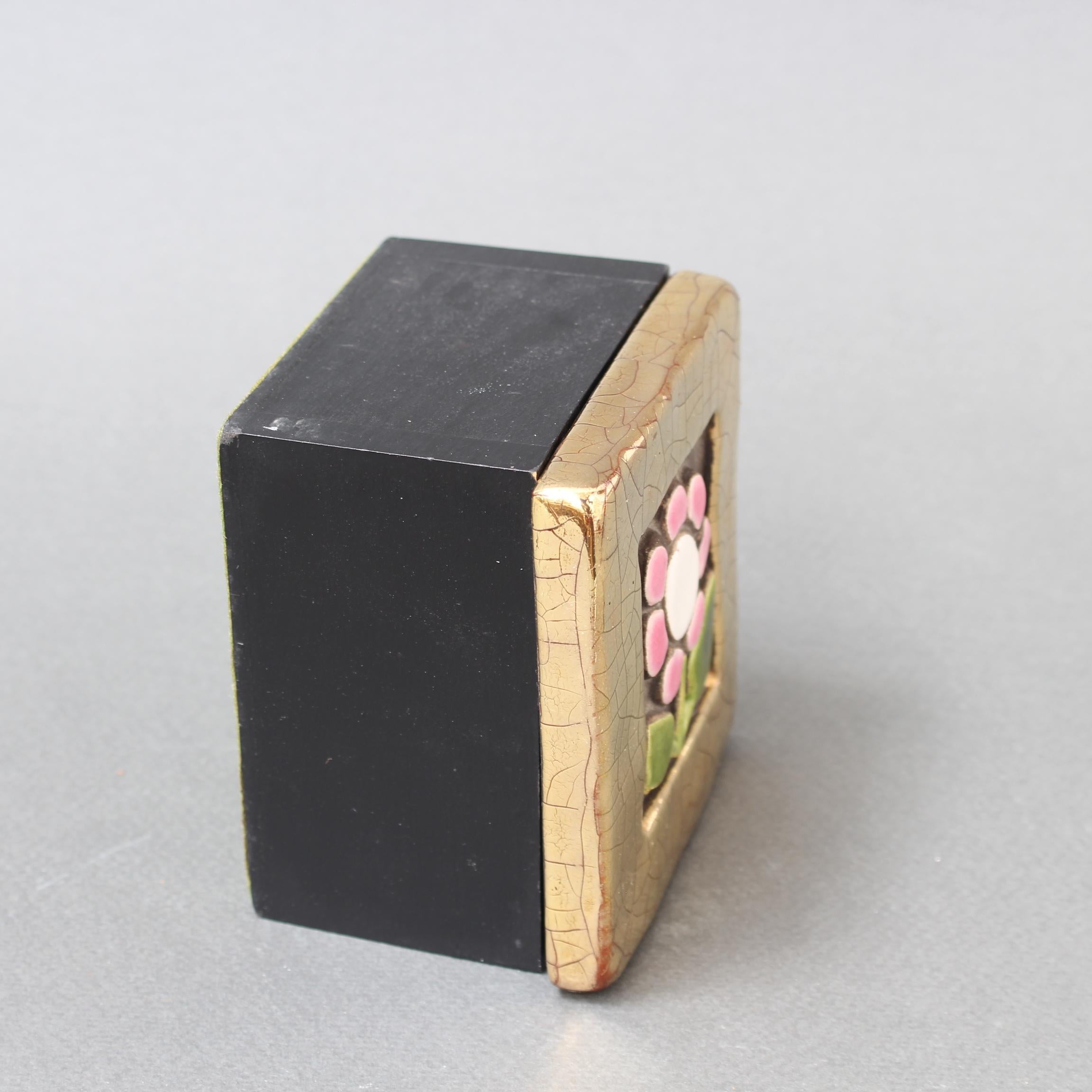 Vintage French Jewellery Box with Decorative Ceramic Lid by Mithé Espelt 3