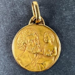 Vintage French Kimberley Saint Christopher 18K Yellow Gold Medal Pendant