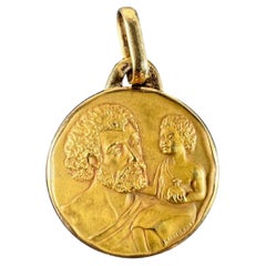 Vintage French KimberleySaint Christopher 18K Yellow Gold Medal Pendant