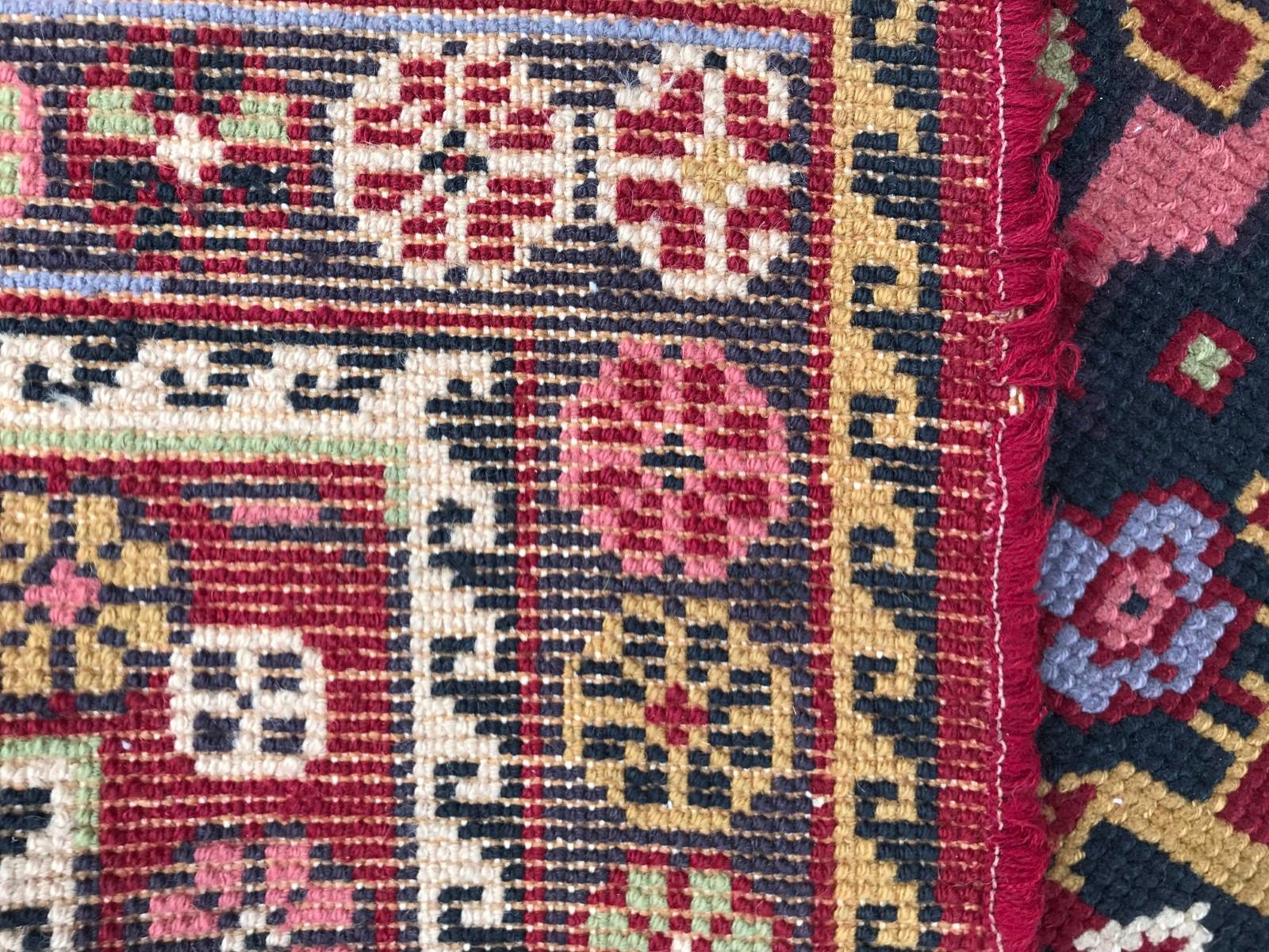 Vintage French Knotted Rug Persian Shiraz Style 5