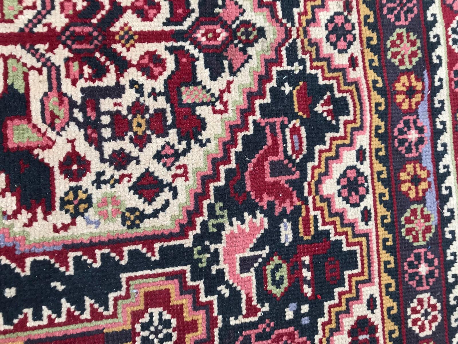 20th Century Vintage French Knotted Rug Persian Shiraz Style