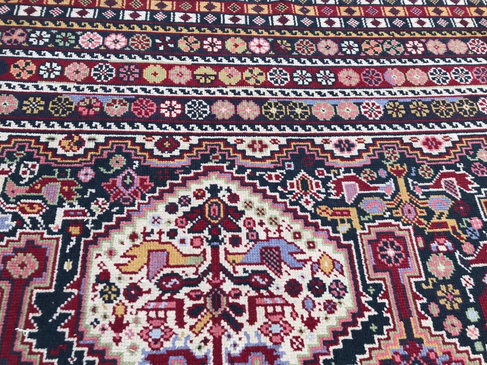 Vintage French Knotted Rug Persian Shiraz Style 1