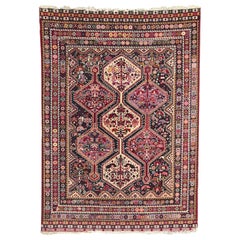 Vintage French Knotted Rug Persian Shiraz Style
