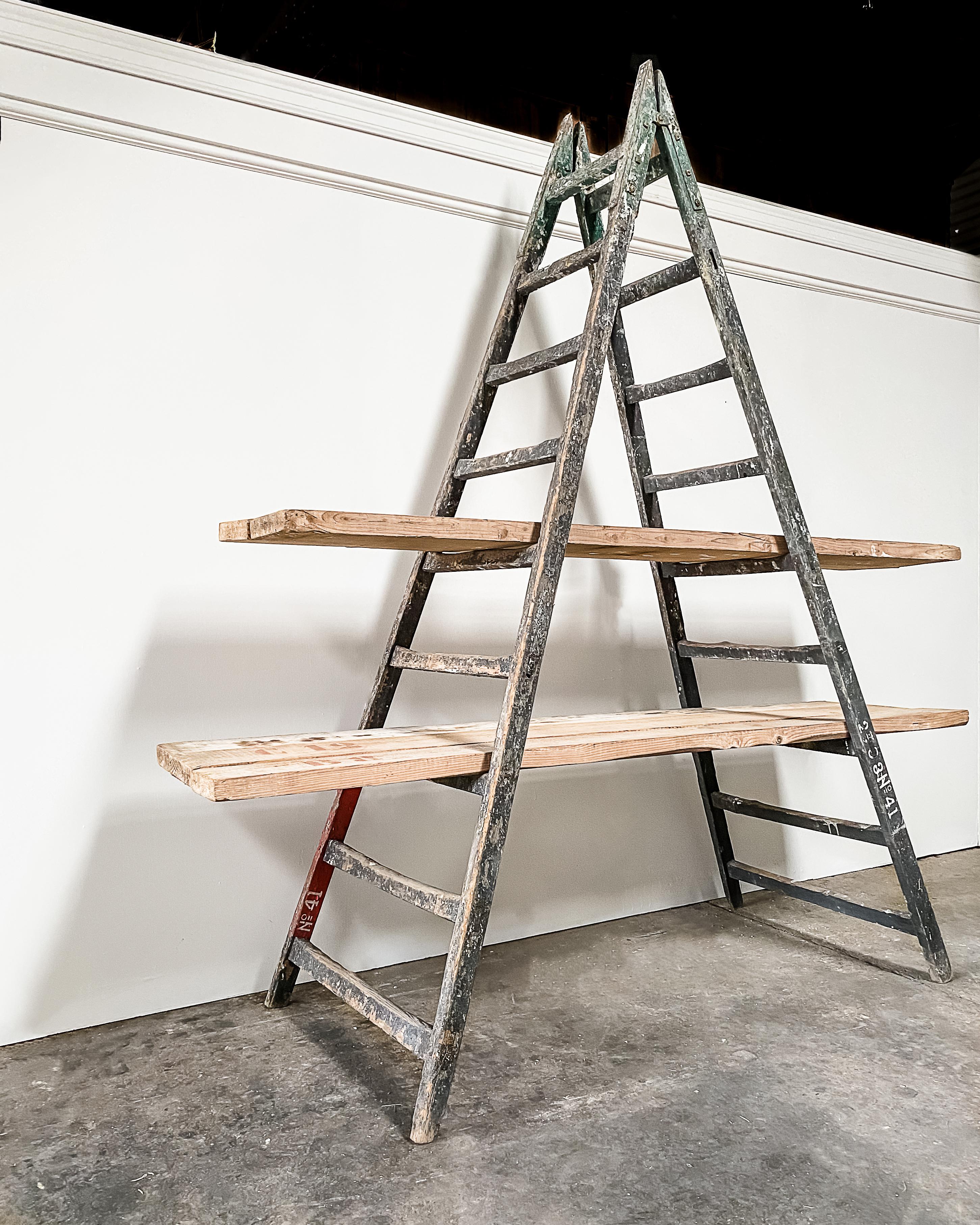 Vintage French Ladder Bookshelf For Sale 6