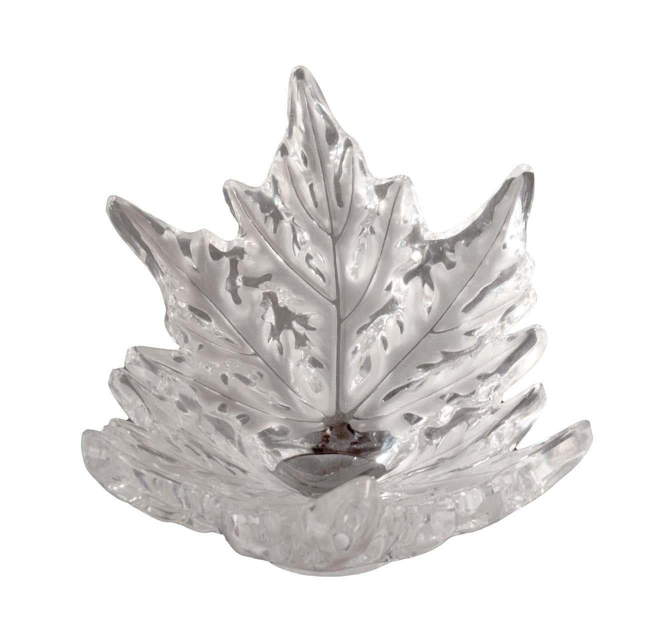 20th Century Vintage French Lalique Champs-Elysee Leaf Form Centerpiece Crystal Bowl