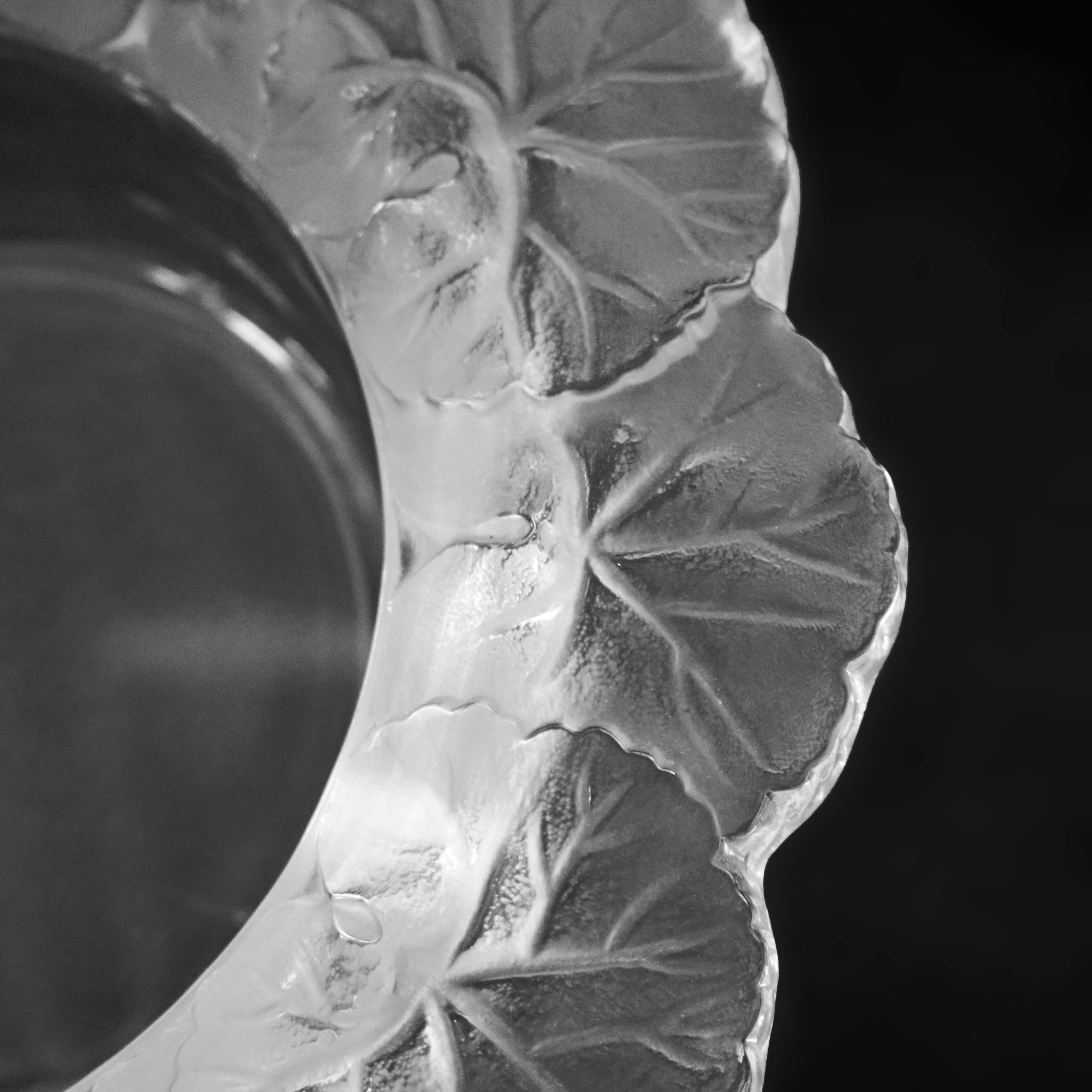 Hand-Crafted Vintage French Lalique Crystal Opalescent Floral Form Bowl, Signed, circa 1930