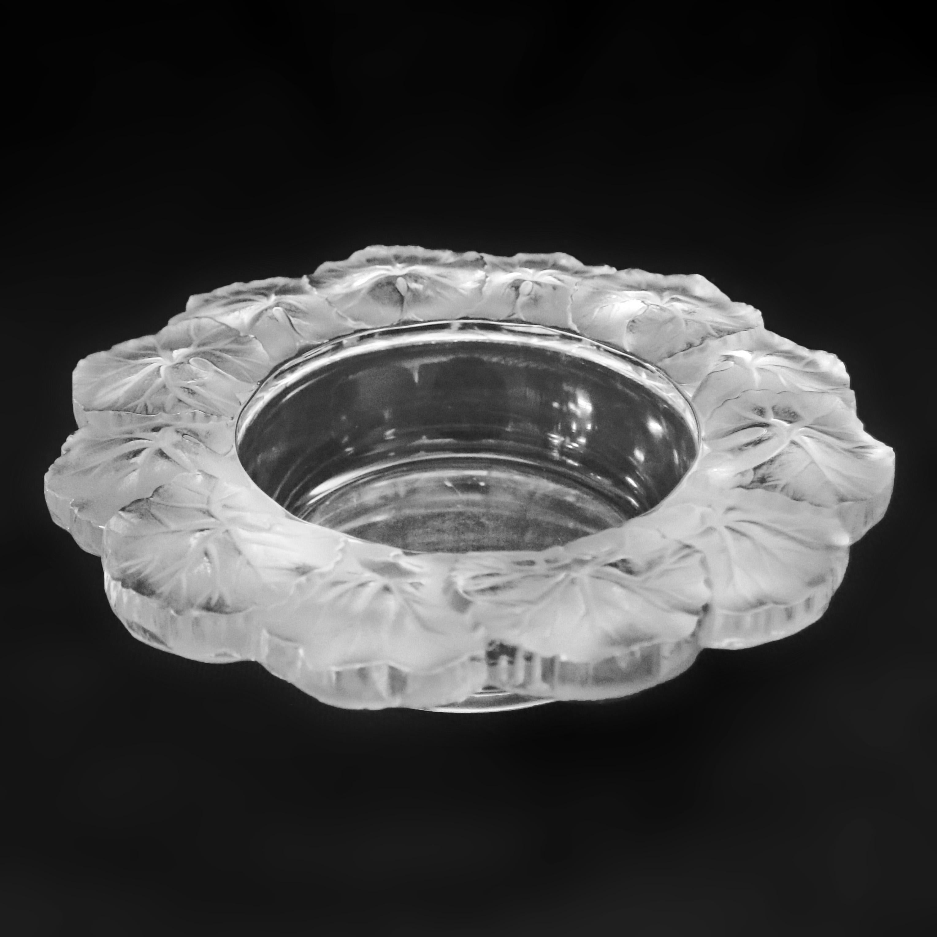 20th Century Vintage French Lalique Crystal Opalescent Floral Form Bowl, Signed, circa 1930