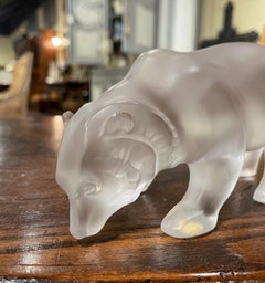 Vintage French Lalique Frosted Crystal Polar Bear Sculpture