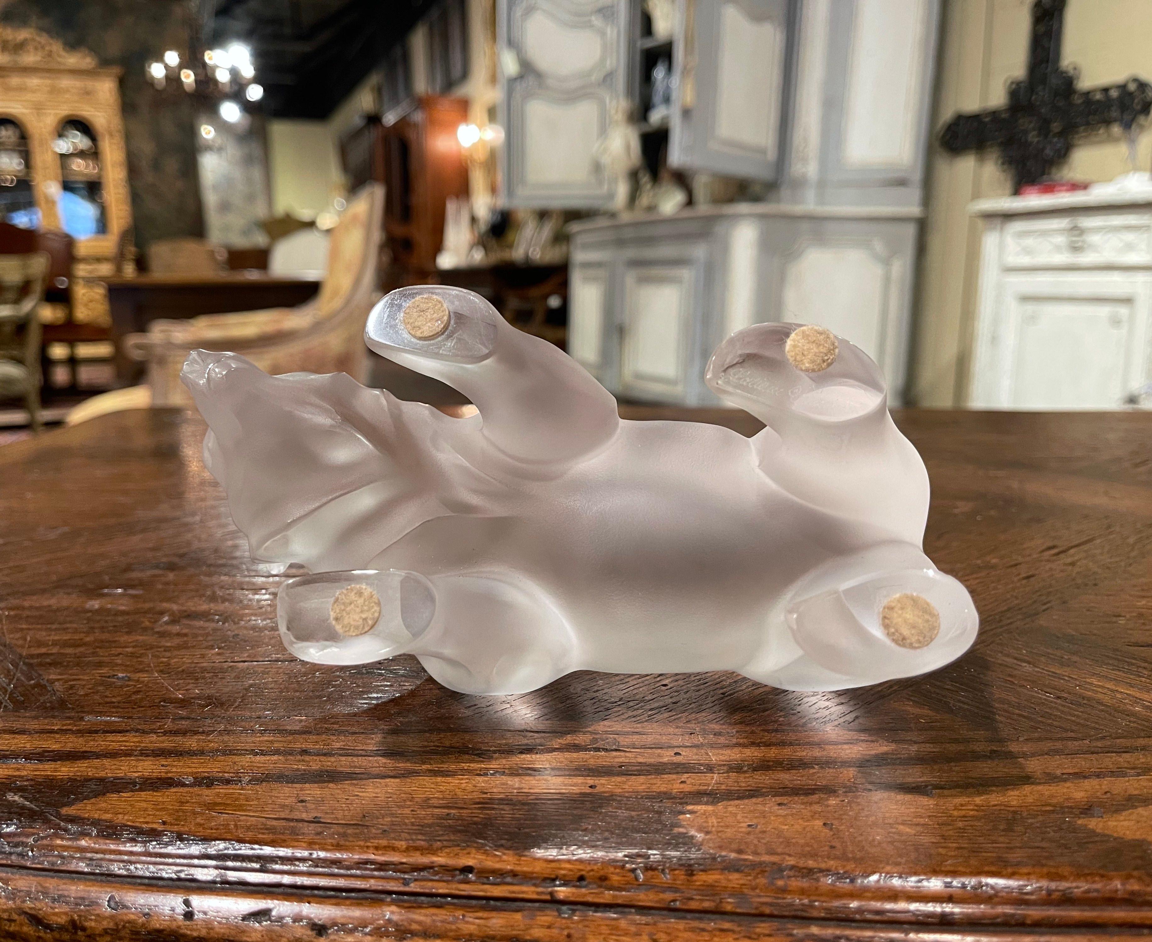 20th Century Vintage French Lalique Frosted Crystal Polar Bear Sculpture