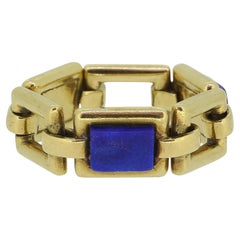 Bague à maillons vintage en lapis-lazuli français