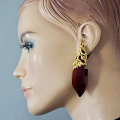 Vintage French Large Curved Wood Demi Hoop Earrings Attributed to ISABEL CANOVAS