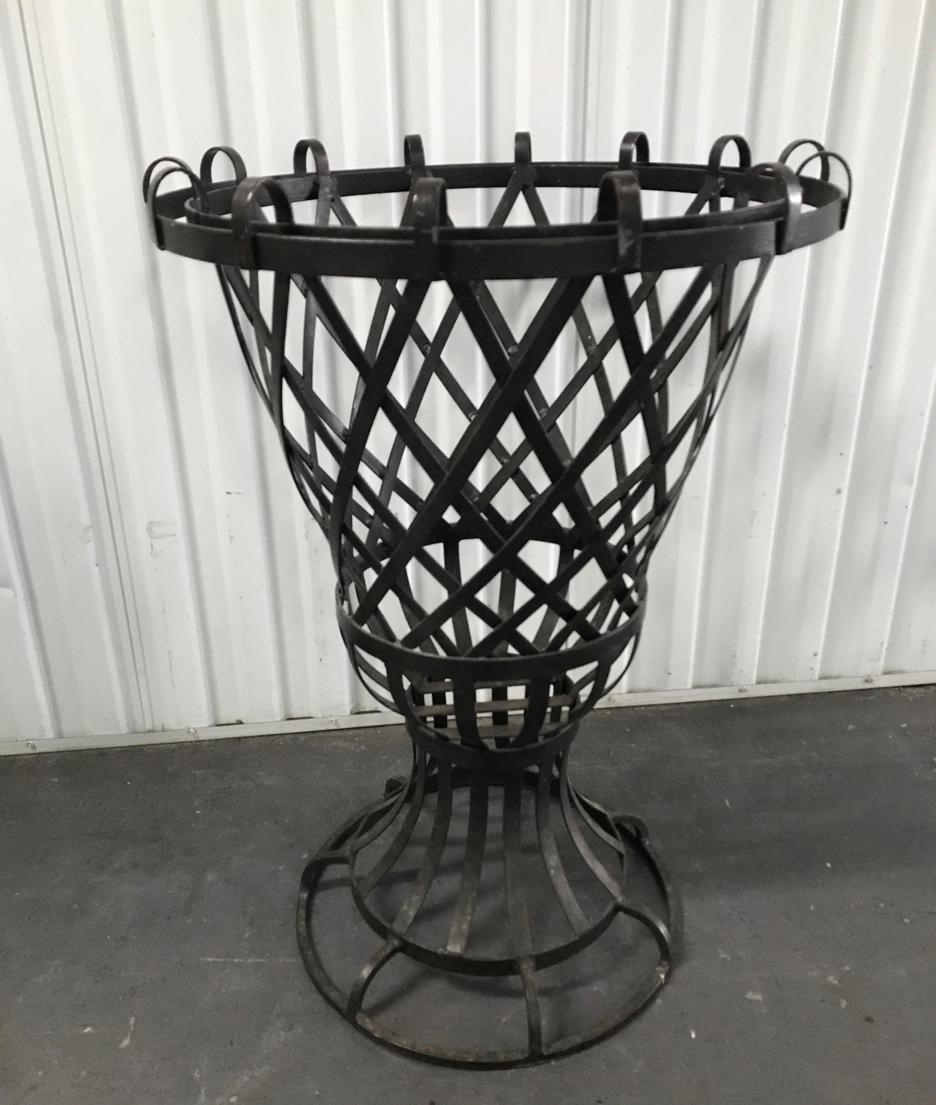 20th Century Vintage French Lattice Iron Garden Urn For Sale