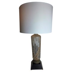 Vintage French Le Dauphin Style Glass Lamp with Hand Gilt Foliage c1950