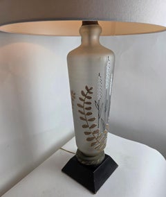 Vintage French Le Dauphin Style Glass Lamp with Hand Gilt Foliage c1950