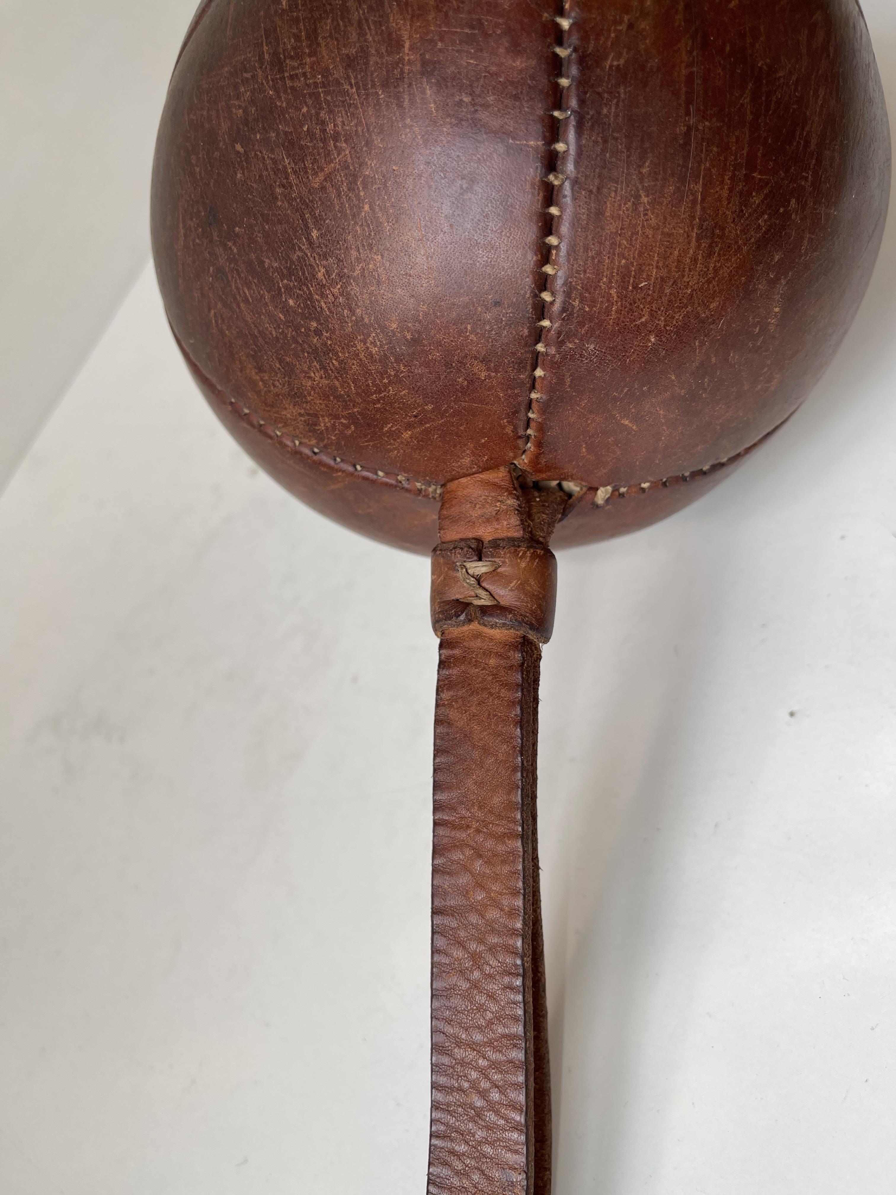 Bauhaus Vintage French Leather Boxing Ball, 1930s For Sale