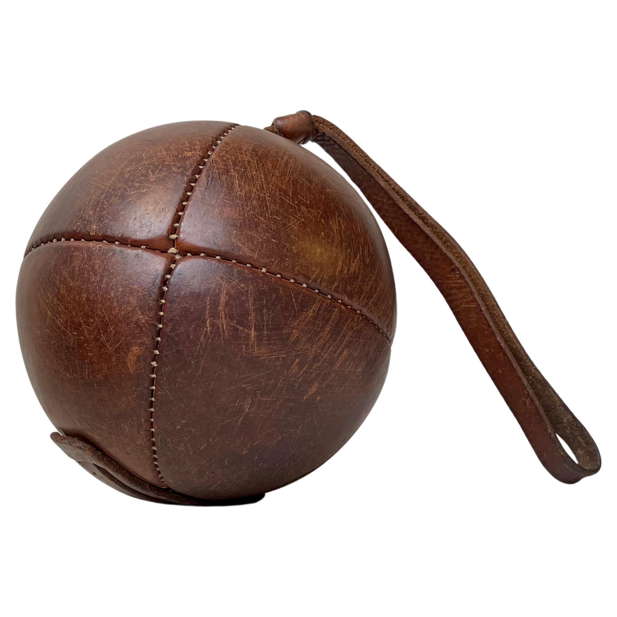 Vintage French Leather Boxing Ball, 1930s For Sale